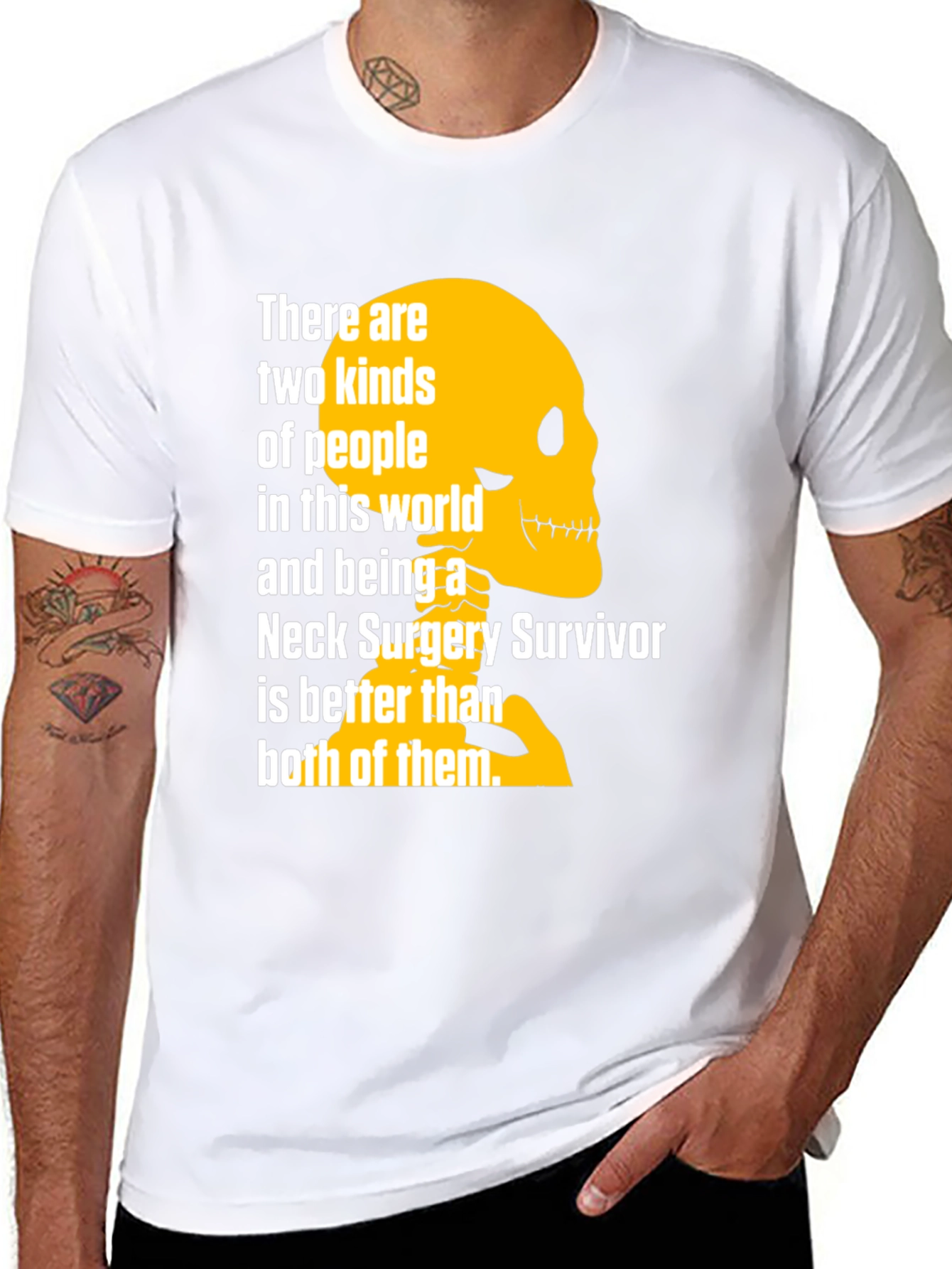 Neck Surgery Survivor T-Shirt - Funny Skeleton Design
