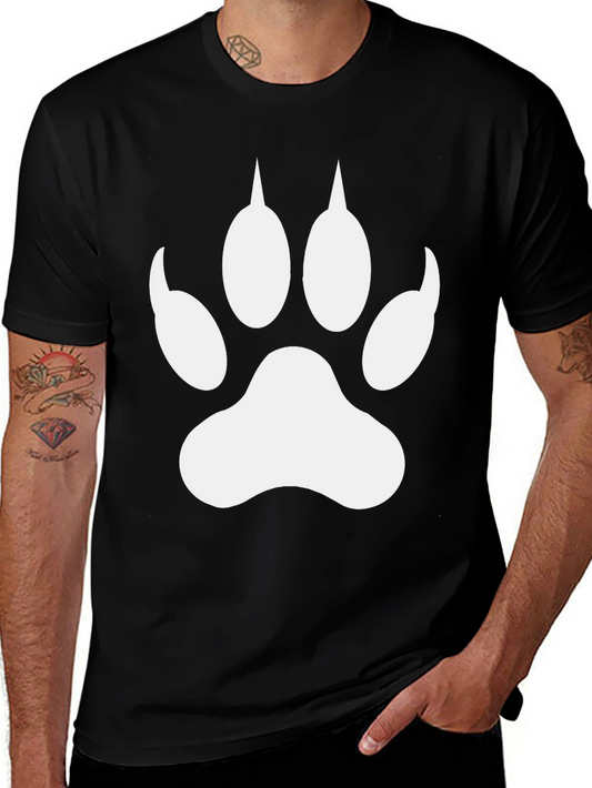 Black T-Shirt with White Paw Print Design