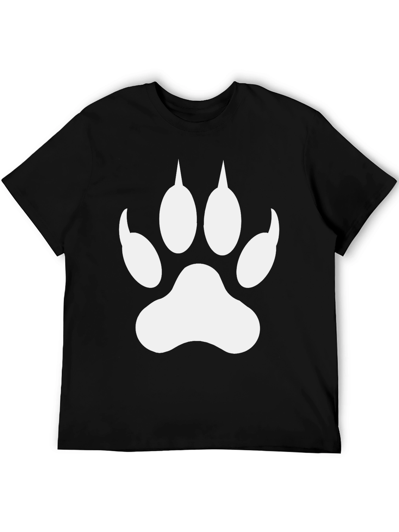 Black T-Shirt with White Paw Print Design