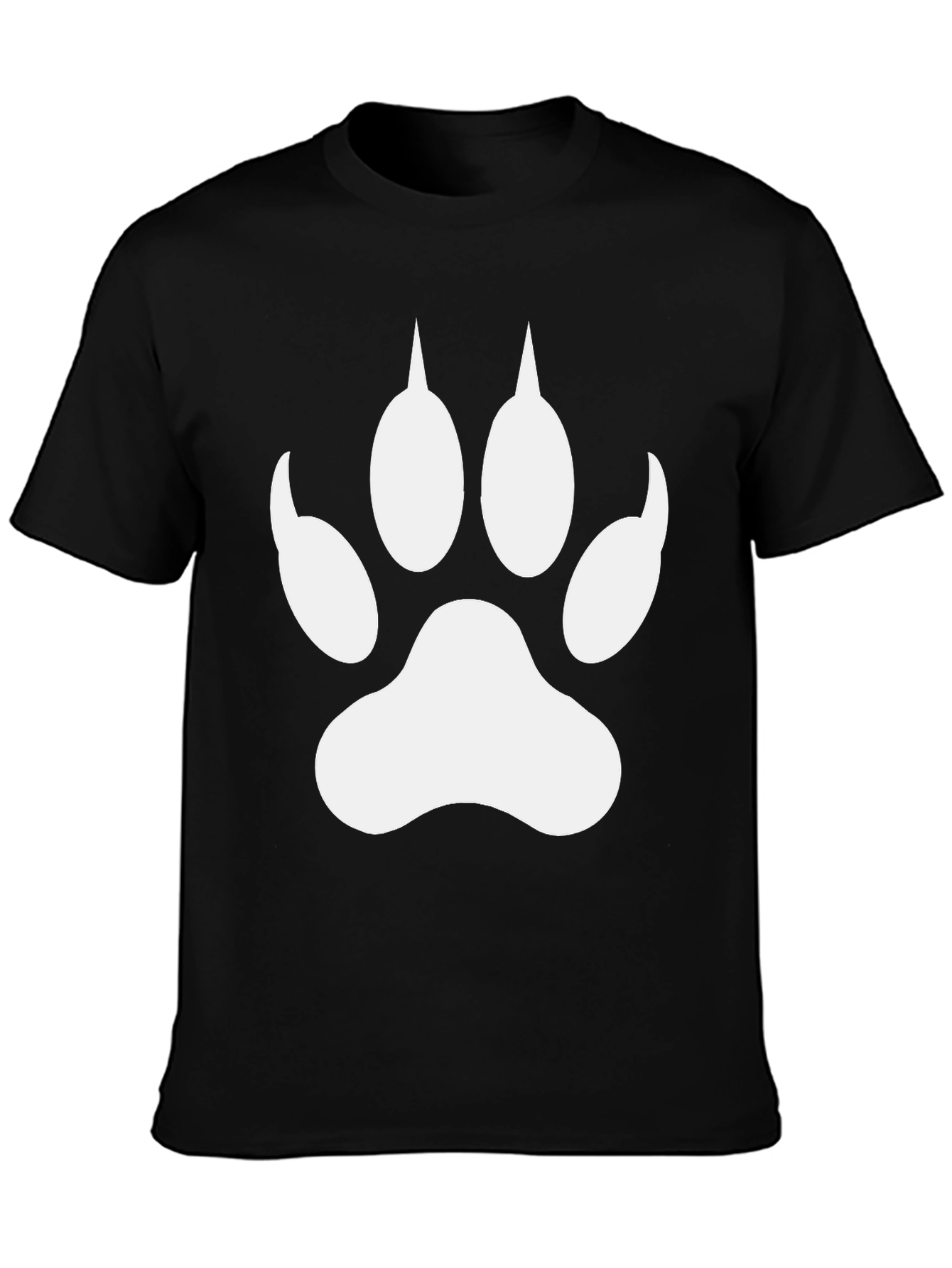 Black T-Shirt with White Paw Print Design