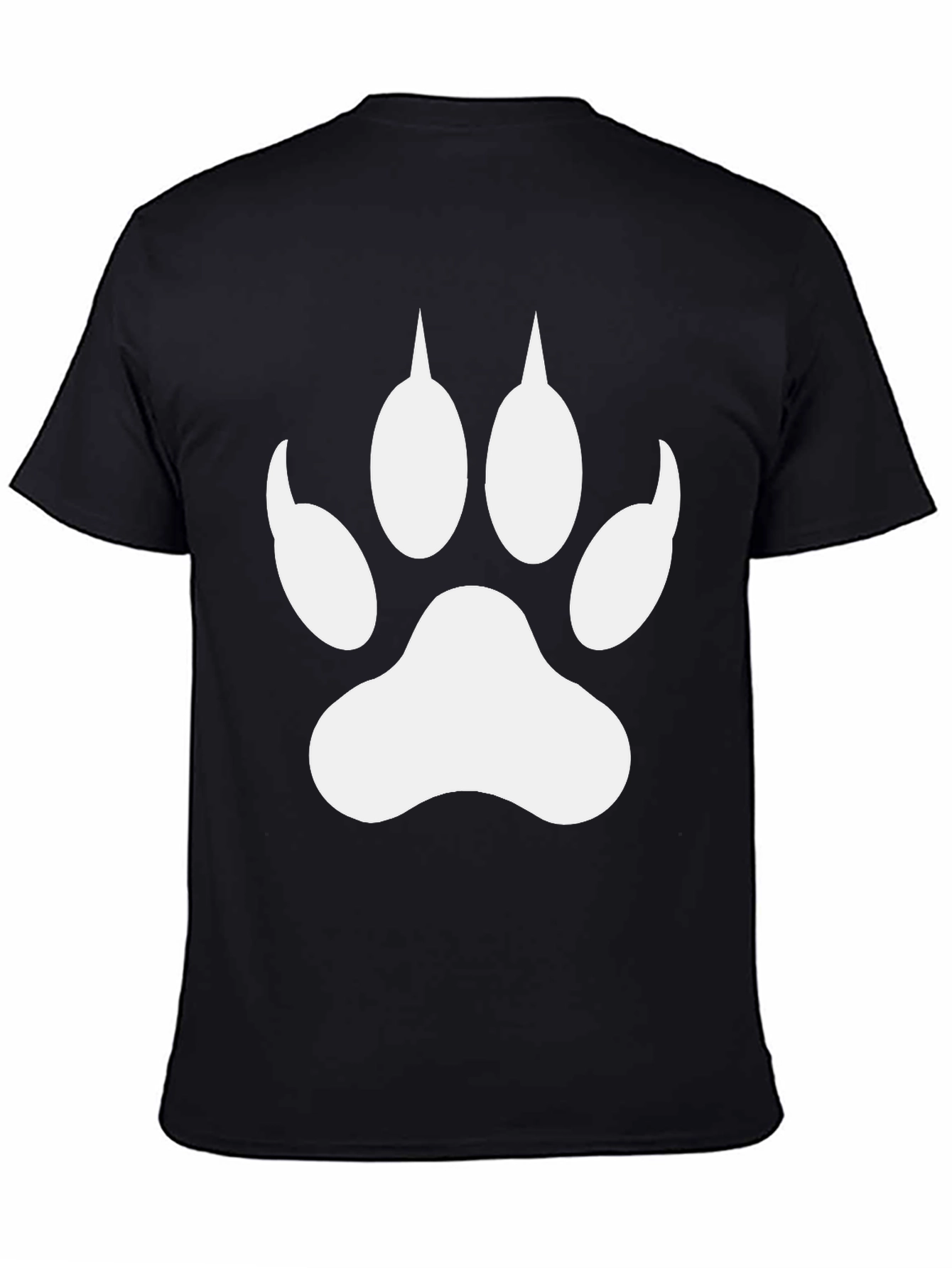Black T-Shirt with White Paw Print Design