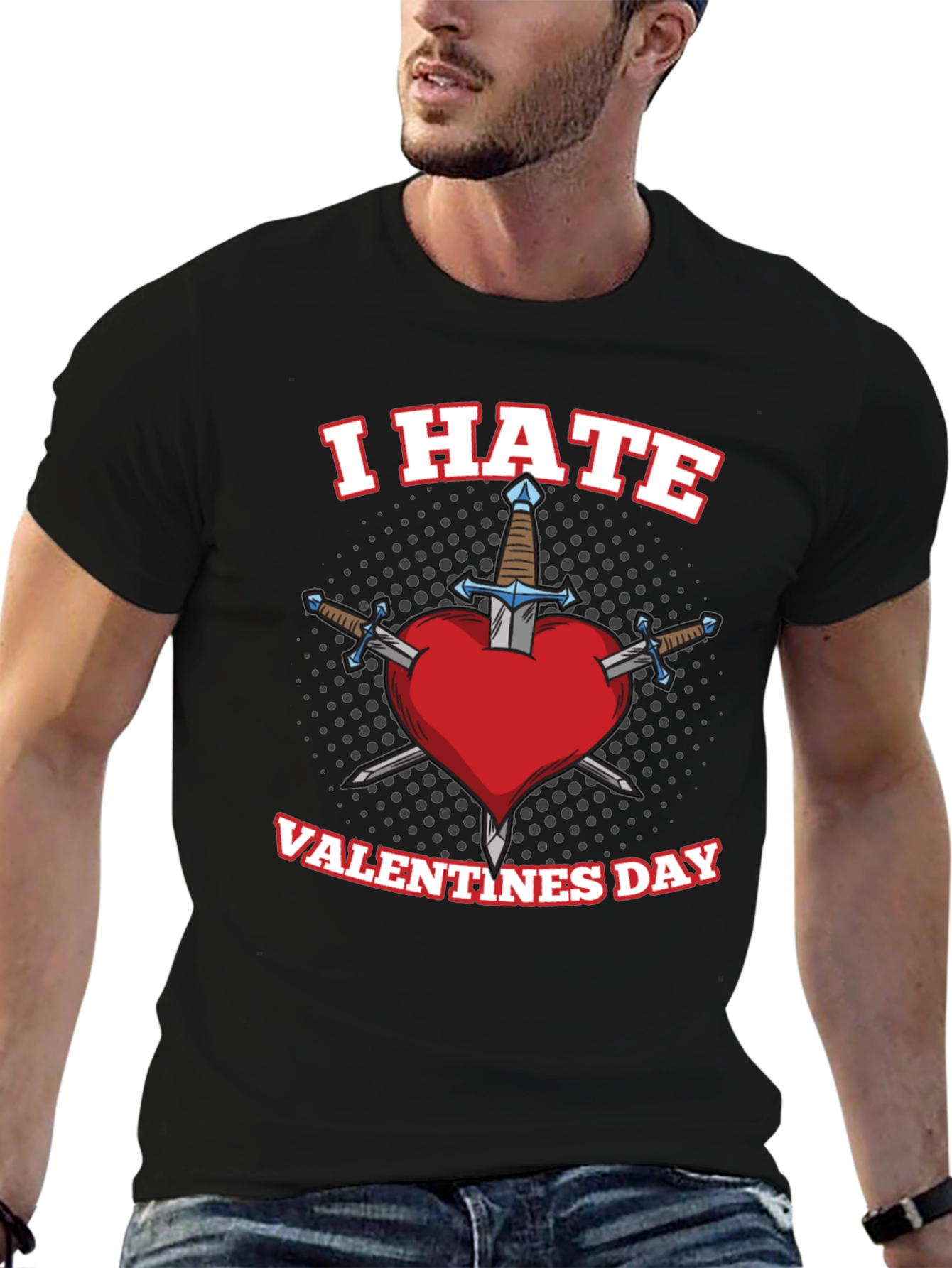 I Hate Valentines Day Heart Sword T-Shirt