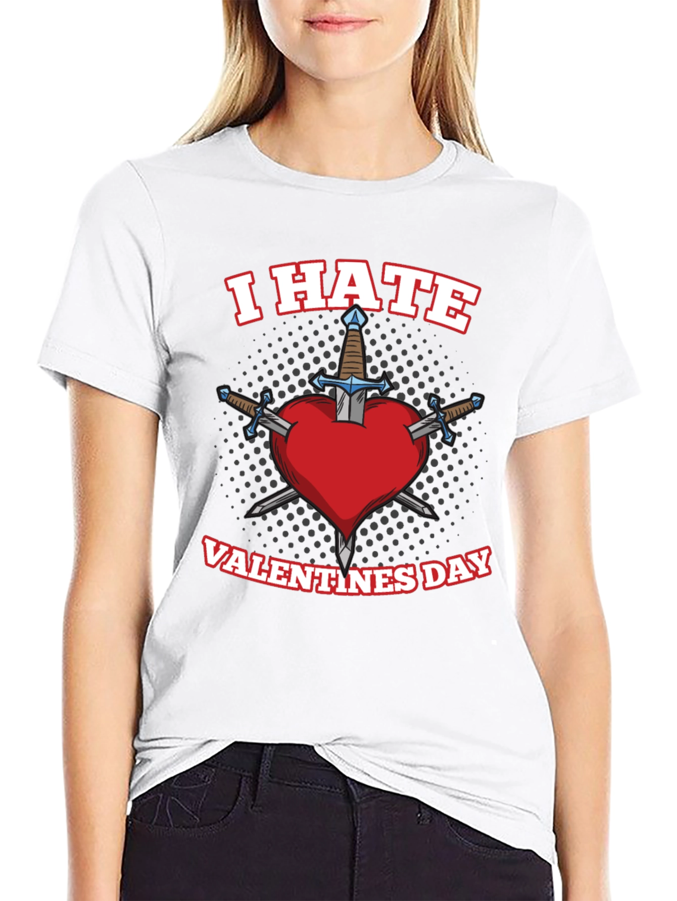 I Hate Valentines Day Heart Sword T-Shirt