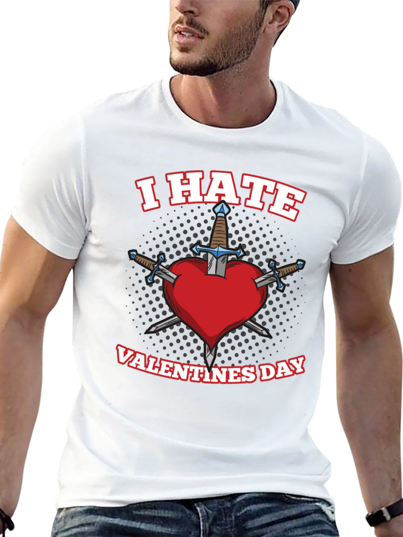 I Hate Valentines Day Heart Sword T-Shirt