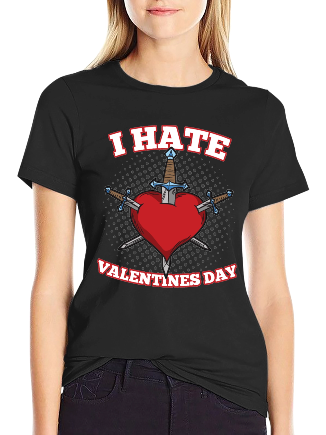 I Hate Valentines Day Heart Sword T-Shirt