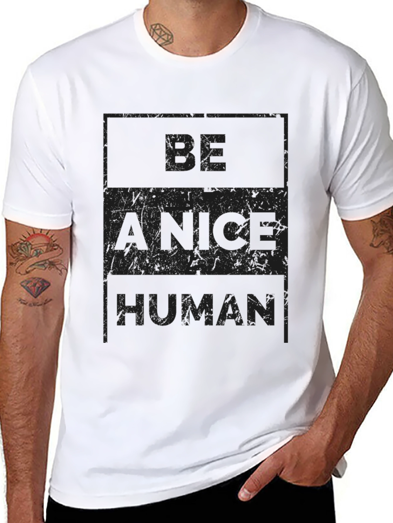 Be A Nice Human Black Graphic Tee