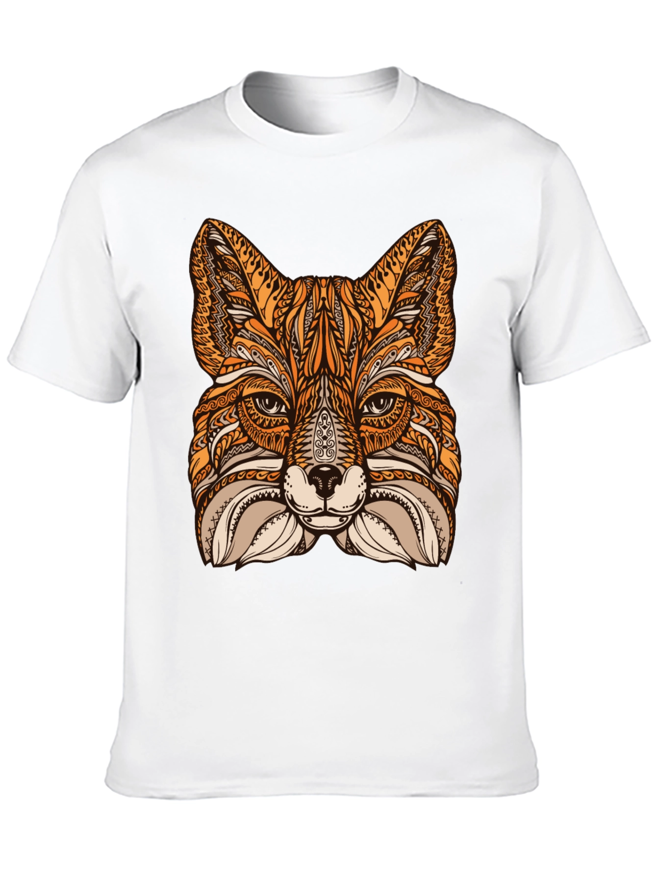 Fox Mandala Graphic Print Black T-Shirt