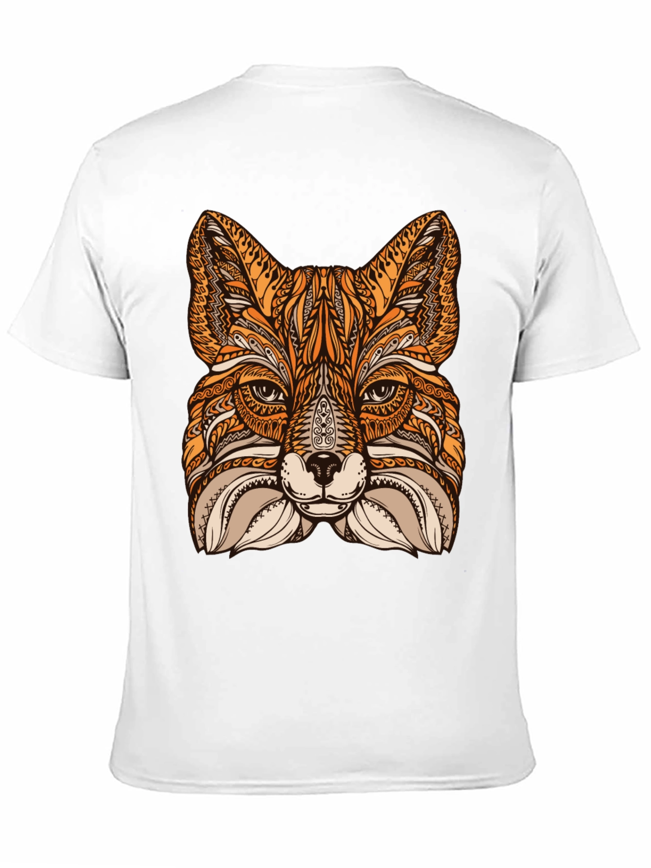 Fox Mandala Graphic Print Black T-Shirt
