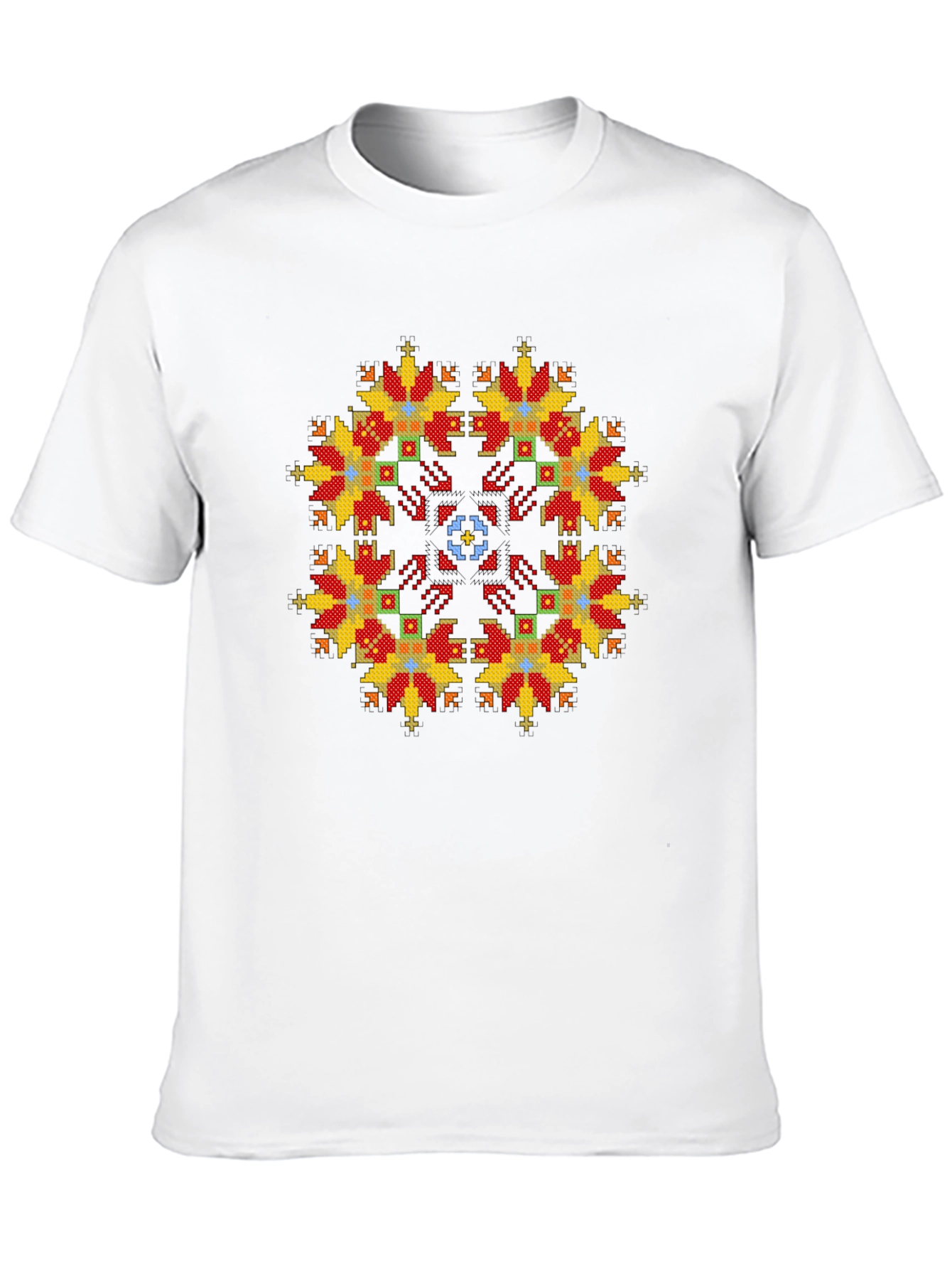 Embroidered Floral Pattern Black T-Shirt