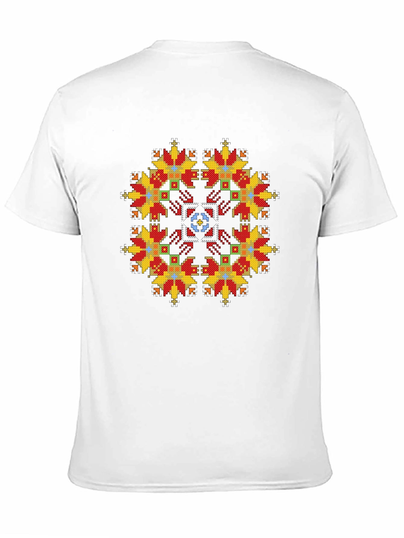 Embroidered Floral Pattern Black T-Shirt