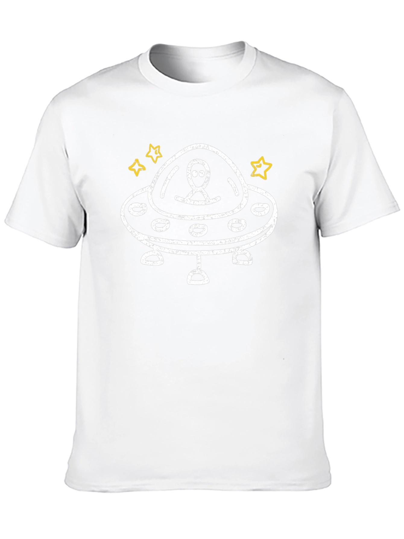 Alien Spaceship Graphic Tee - Black Cotton T-Shirt