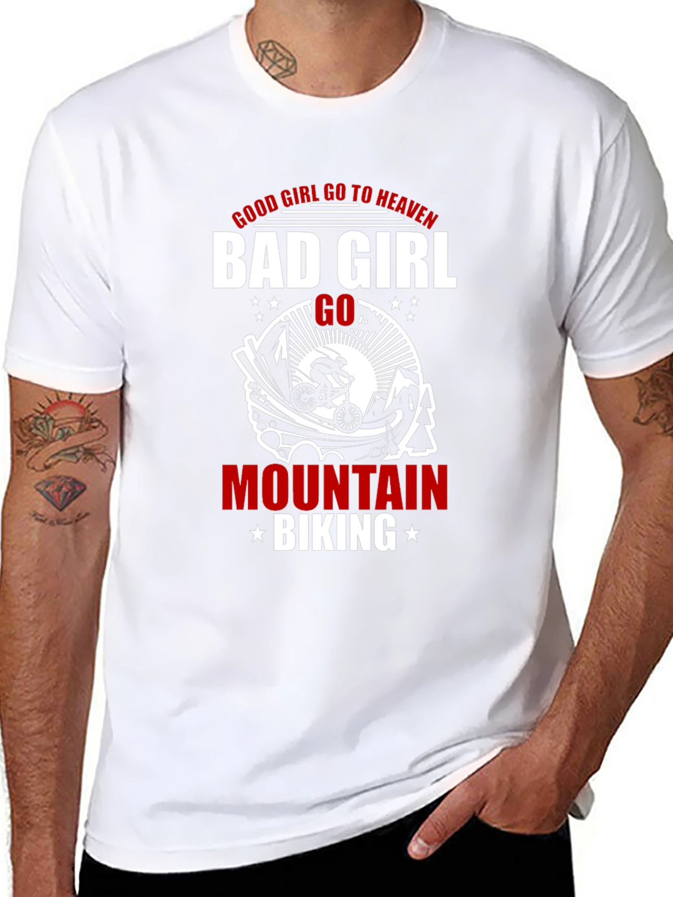 Bad Girl Mountain Biking Graphic T-Shirt