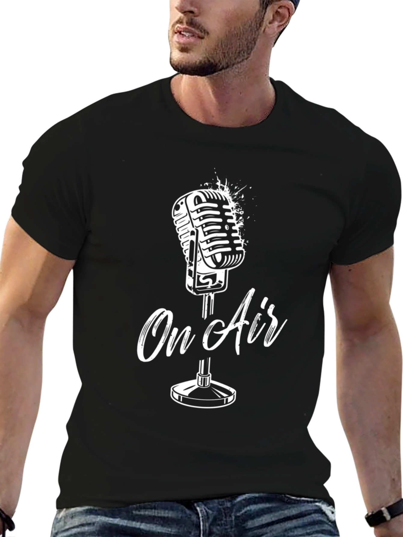 On Air Microphone Graphic Tee - Black