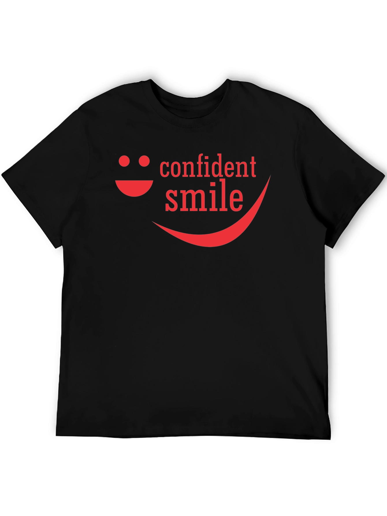 Confident Smile Graphic Tee - Black Cotton Blend