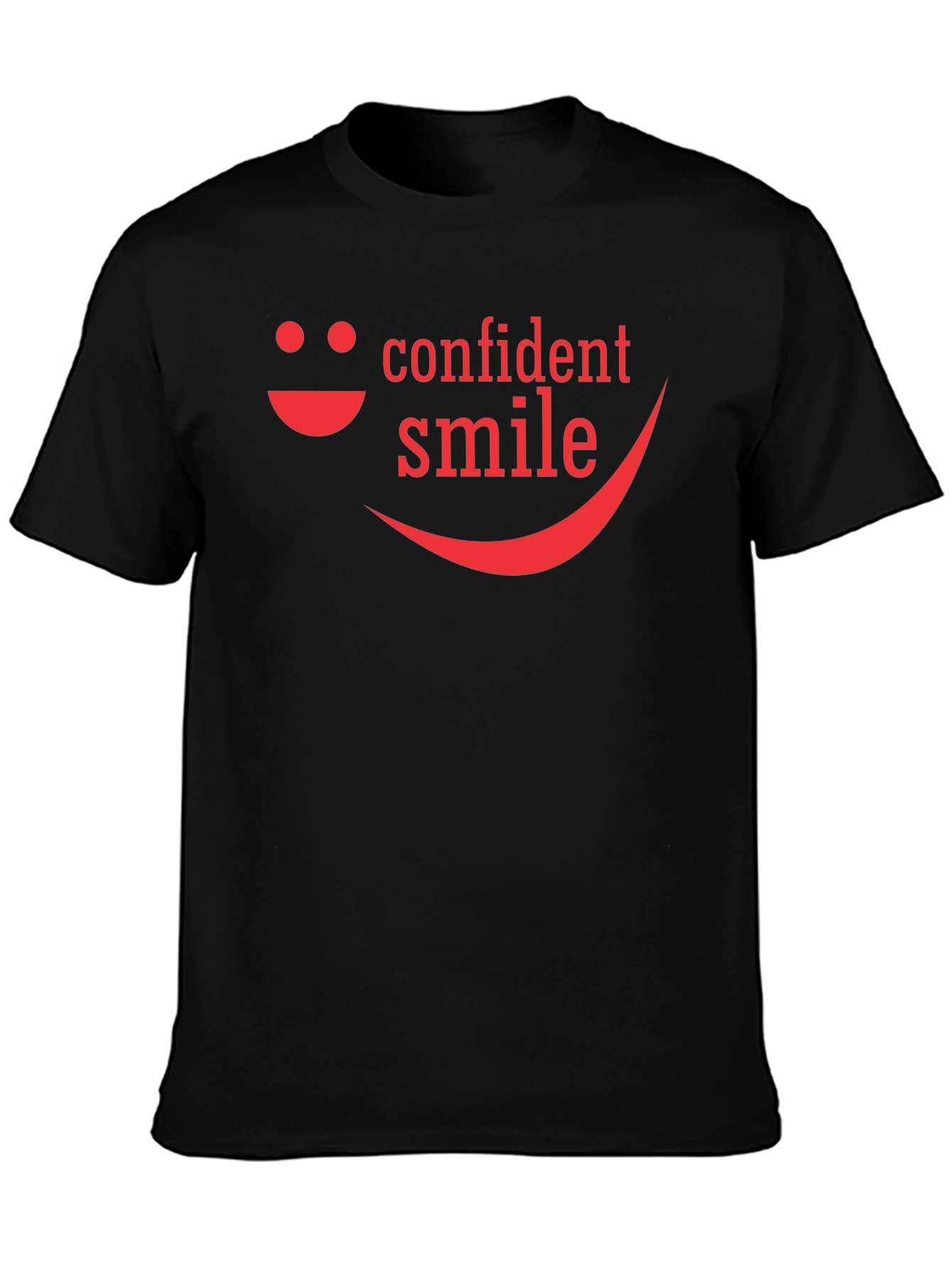 Confident Smile Graphic Tee - Black Cotton Blend