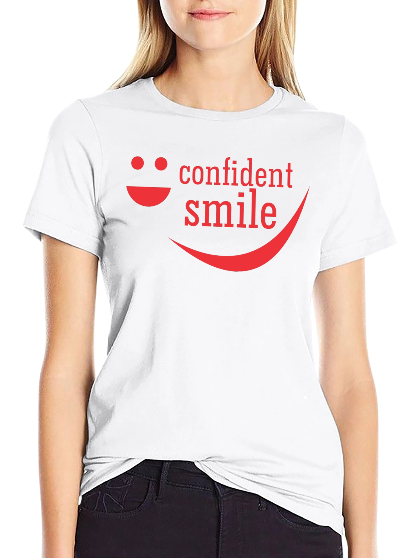 Confident Smile Graphic Tee - Black Cotton Blend