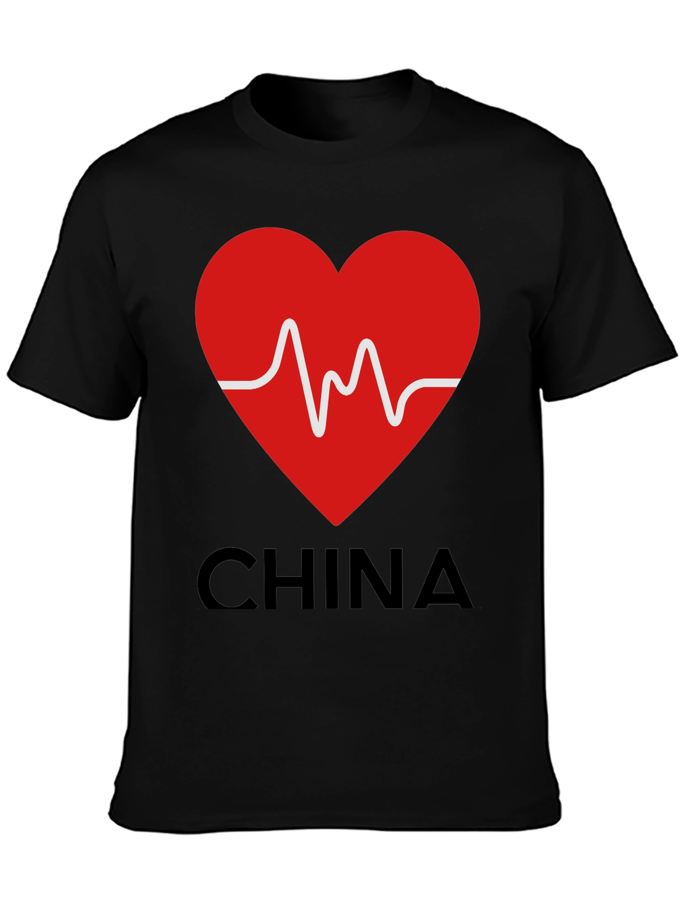I Heart China Graphic Tee - Black Cotton