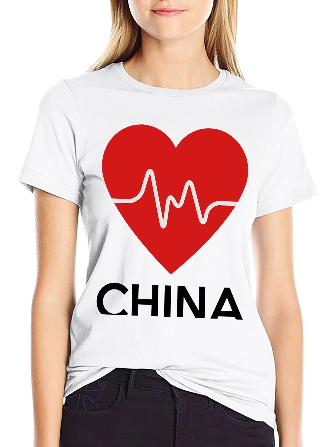 I Heart China Graphic Tee - Black Cotton
