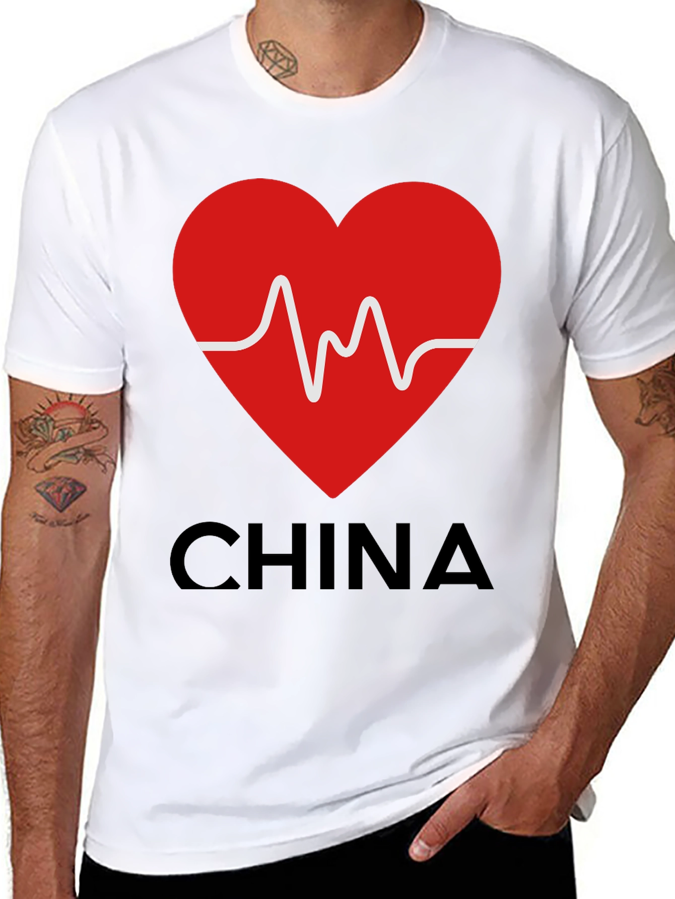 I Heart China Graphic Tee - Black Cotton