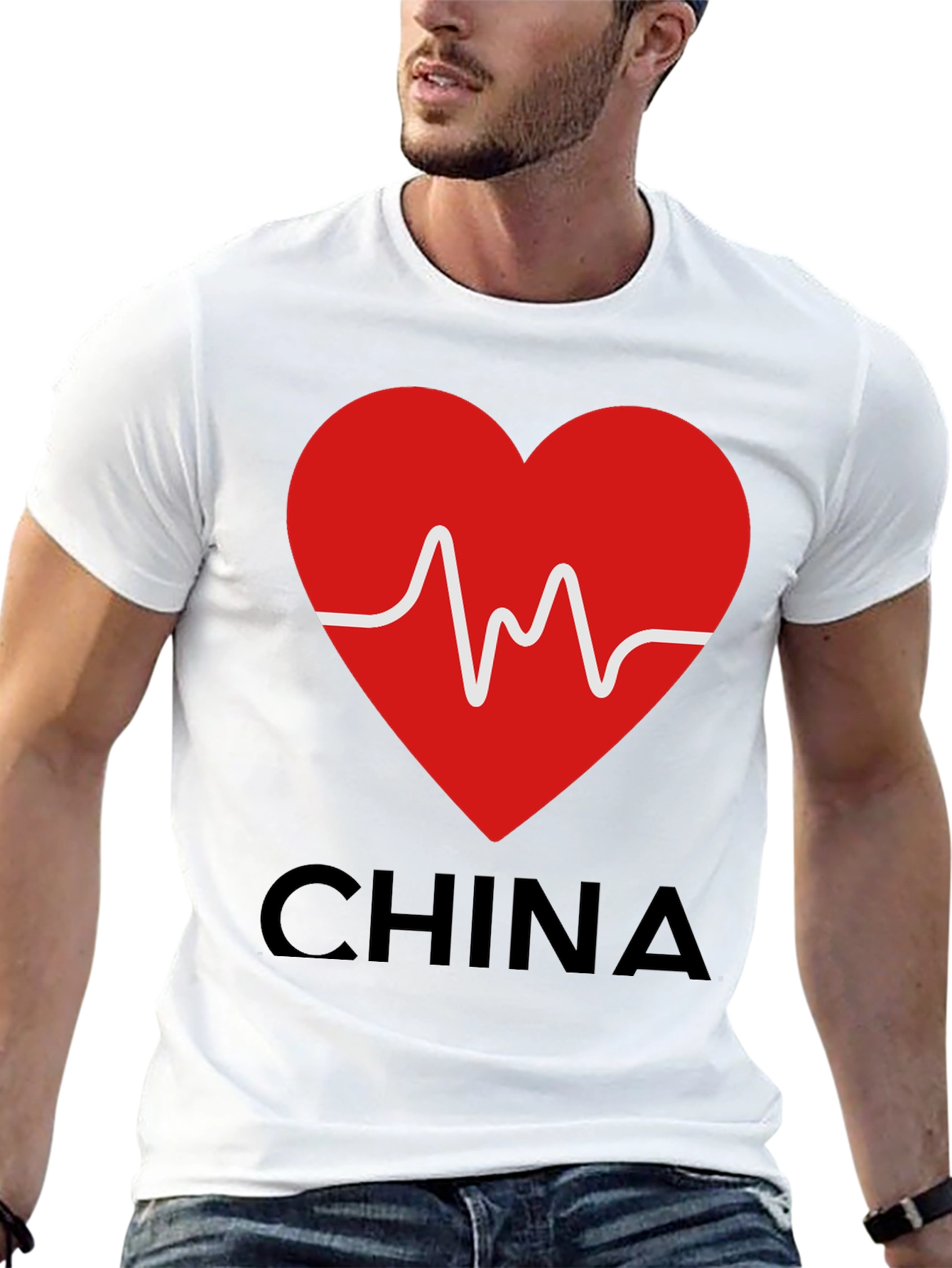 I Heart China Graphic Tee - Black Cotton
