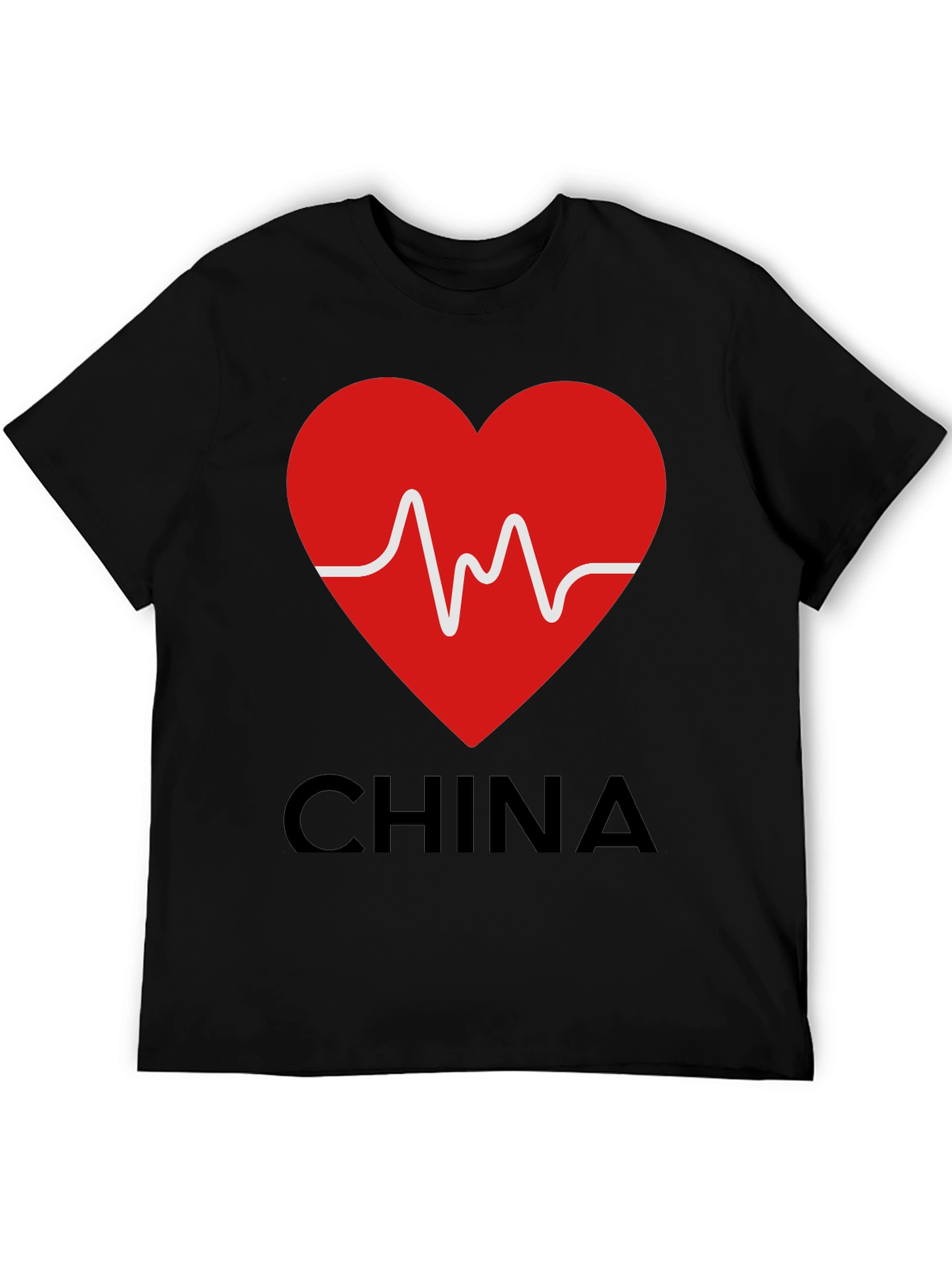 I Heart China Graphic Tee - Black Cotton
