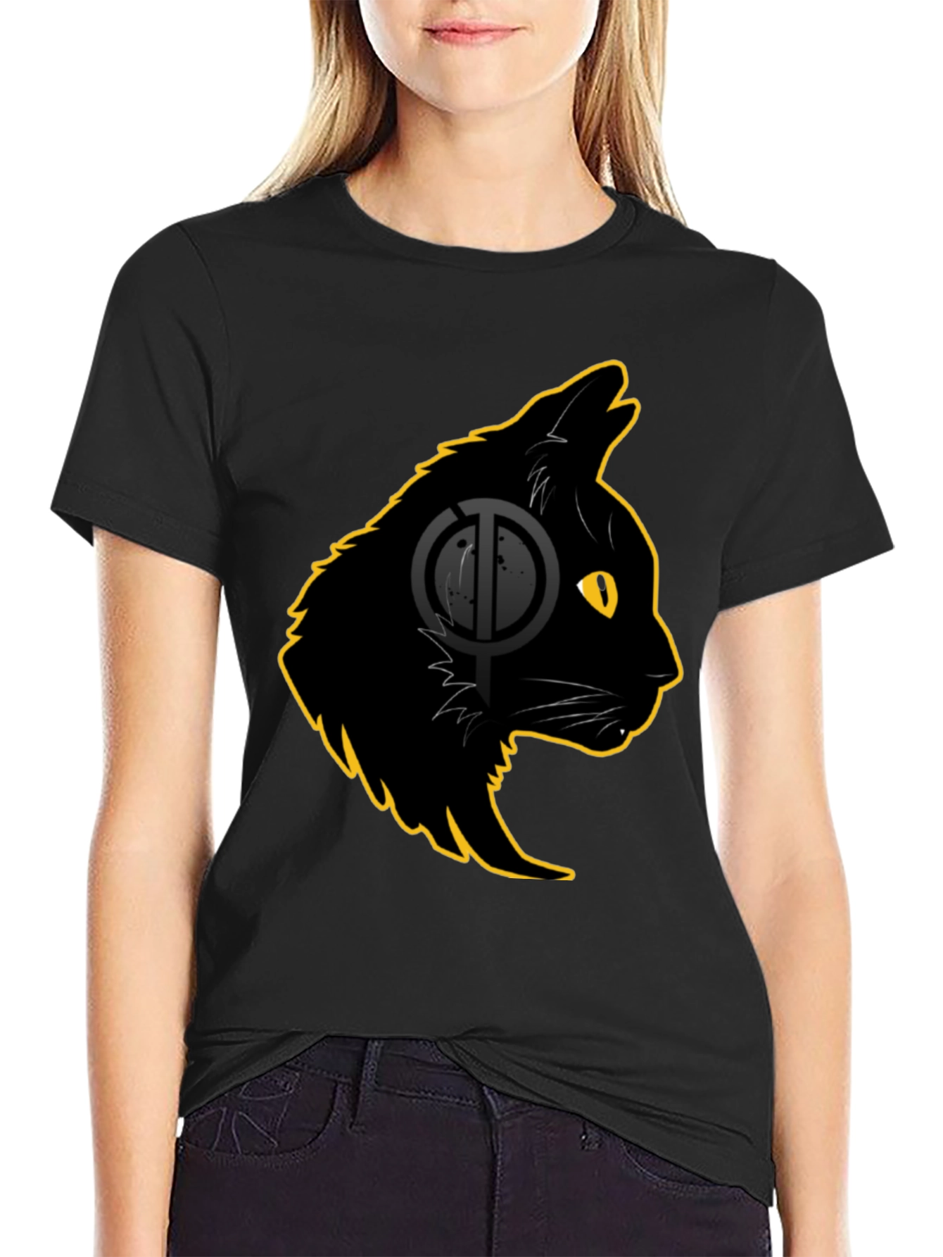 Black Cat Graphic T-Shirt - Stylish Cat Lover Tee