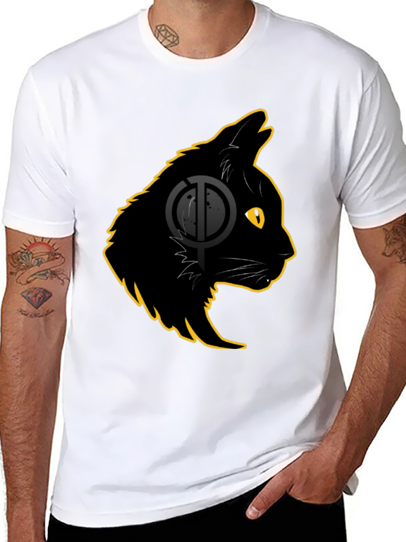 Black Cat Graphic T-Shirt - Stylish Cat Lover Tee