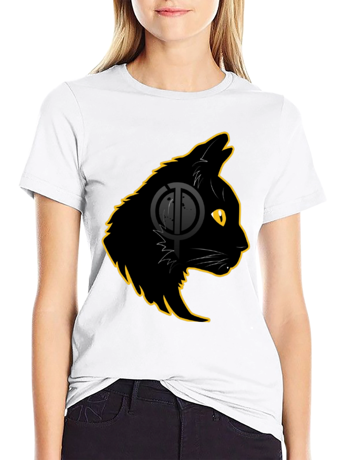 Black Cat Graphic T-Shirt - Stylish Cat Lover Tee