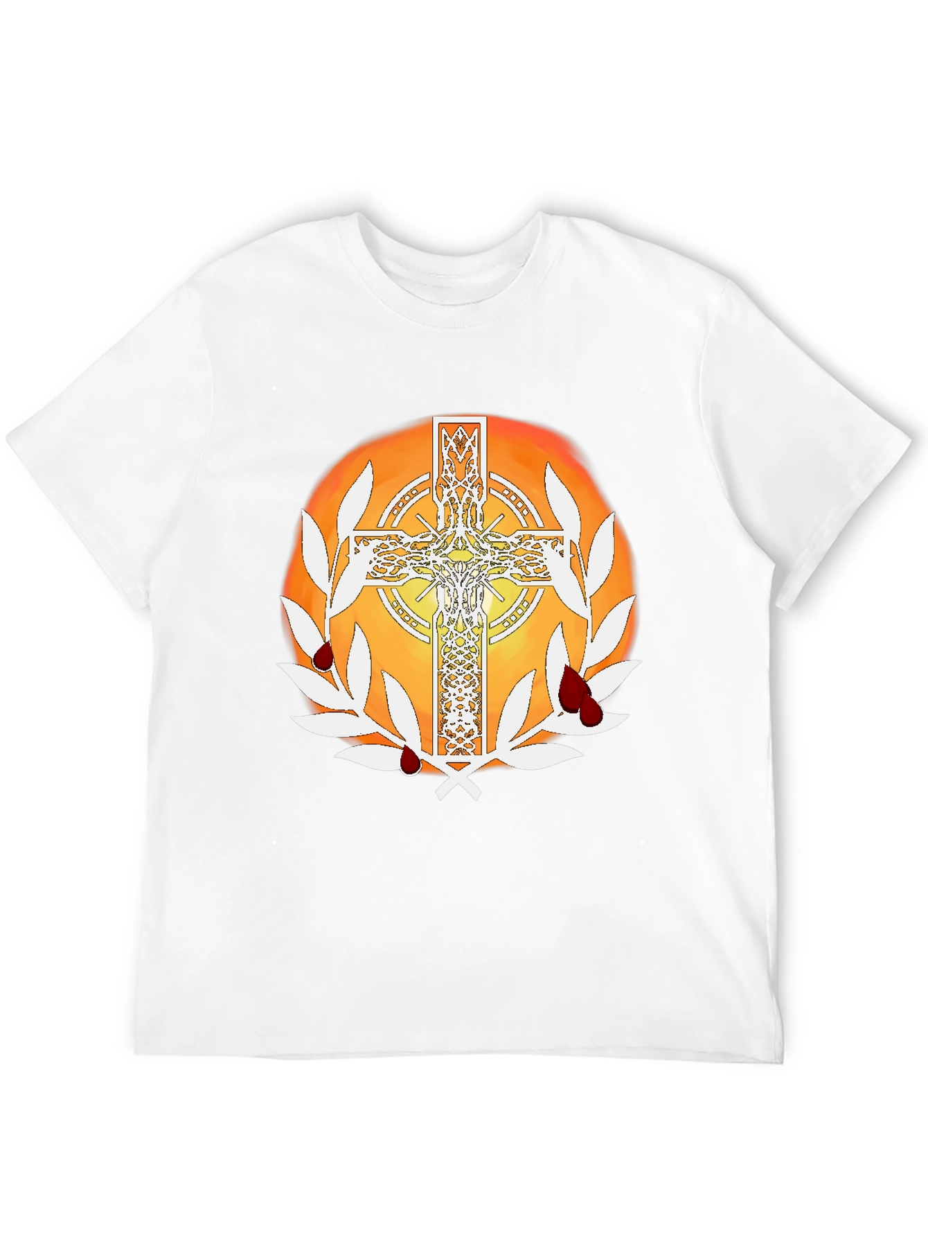 Celtic Cross Graphic Tee - Blood & Wreath Design