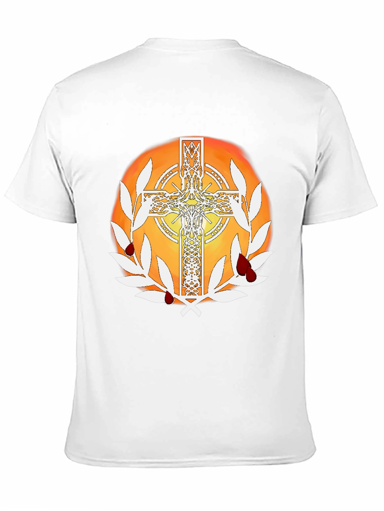 Celtic Cross Graphic Tee - Blood & Wreath Design