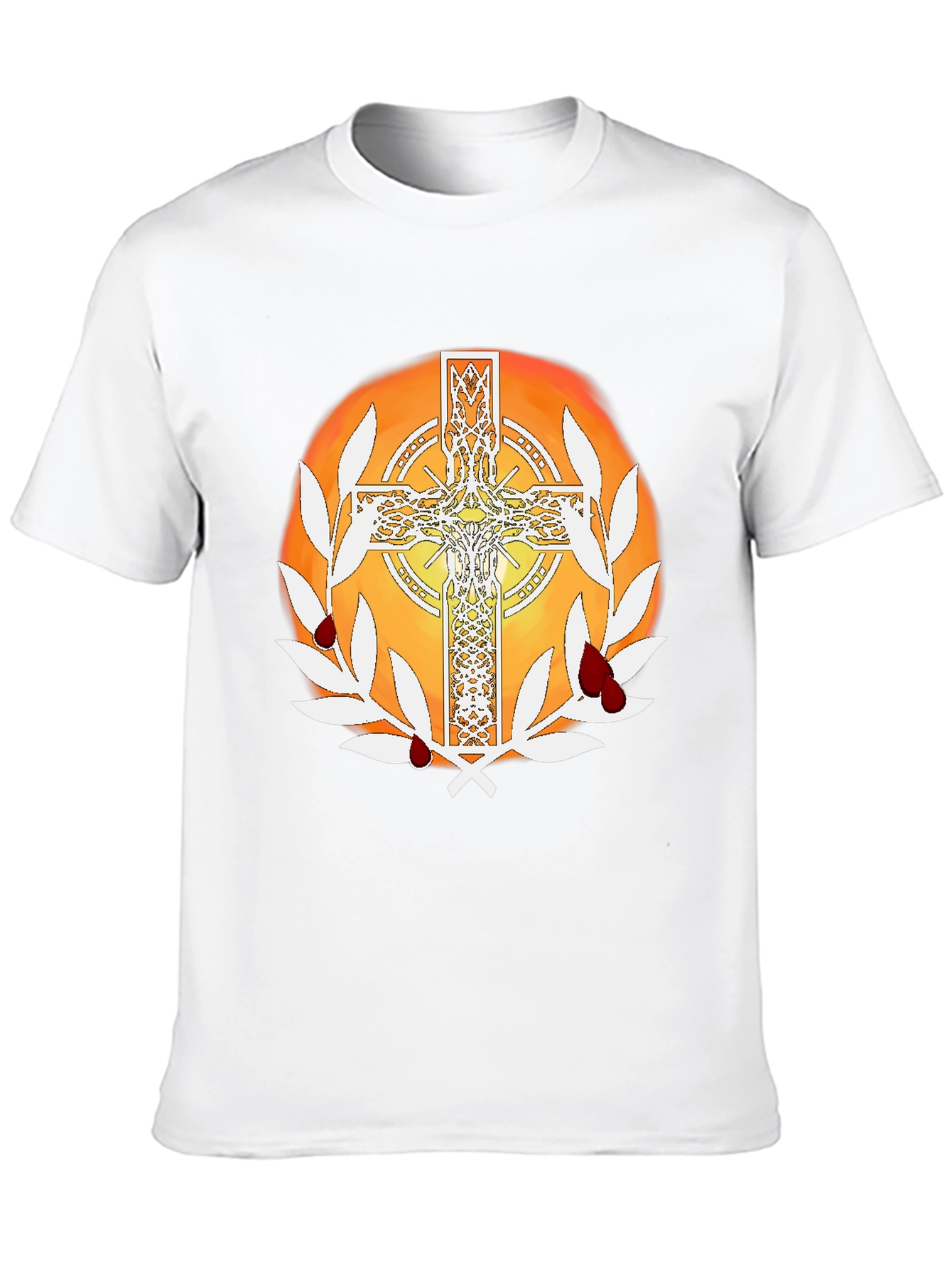 Celtic Cross Graphic Tee - Blood & Wreath Design