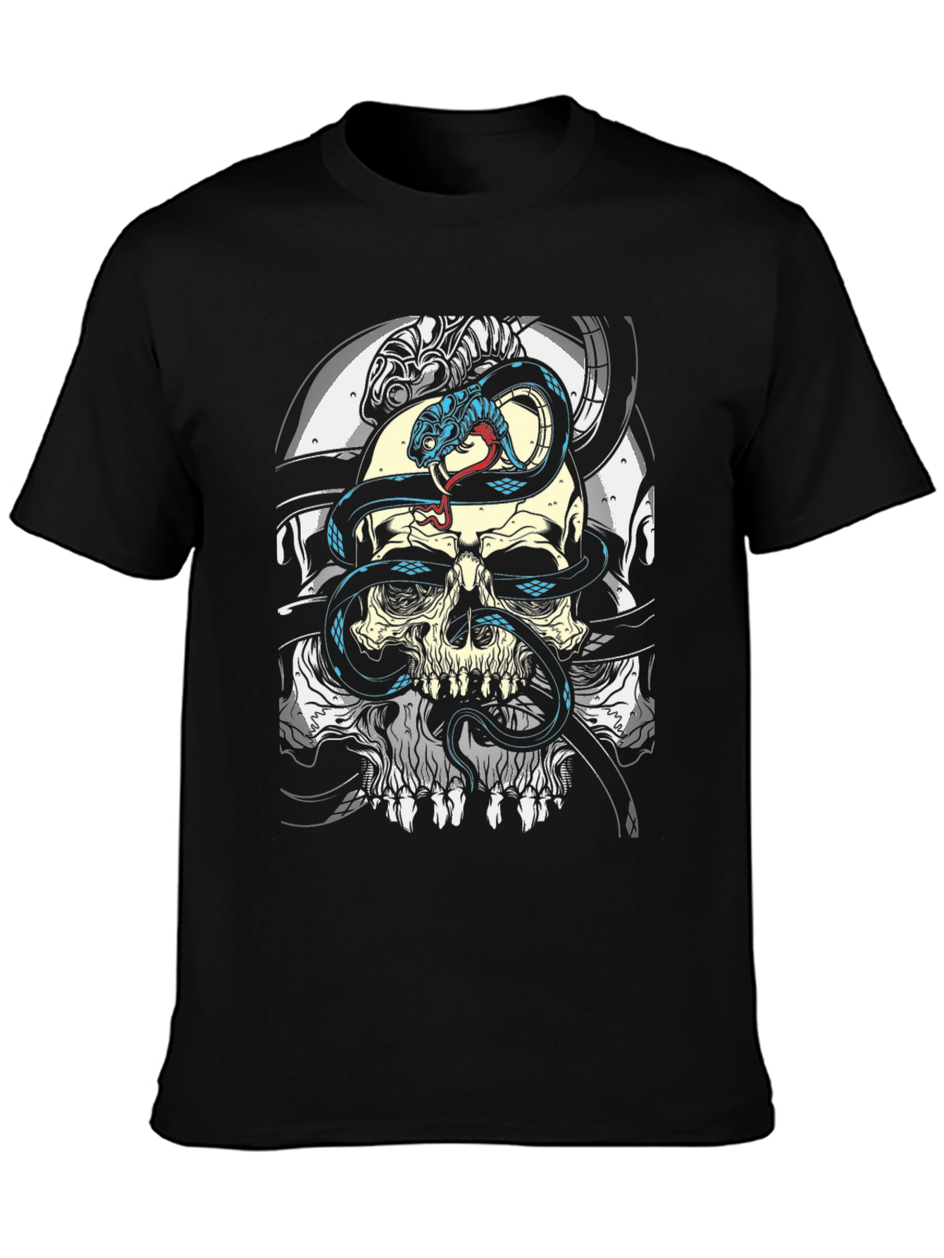 Skull & Snake Graphic Tee - Mens Black T-Shirt
