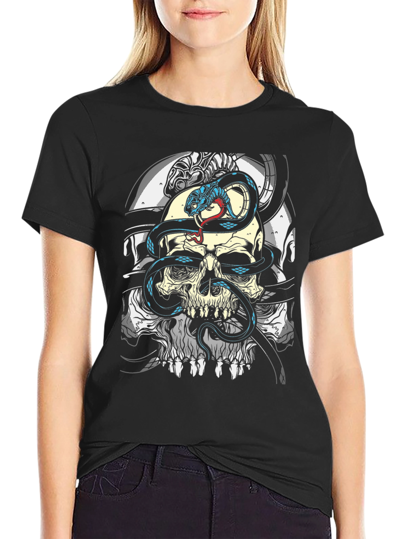 Skull & Snake Graphic Tee - Mens Black T-Shirt