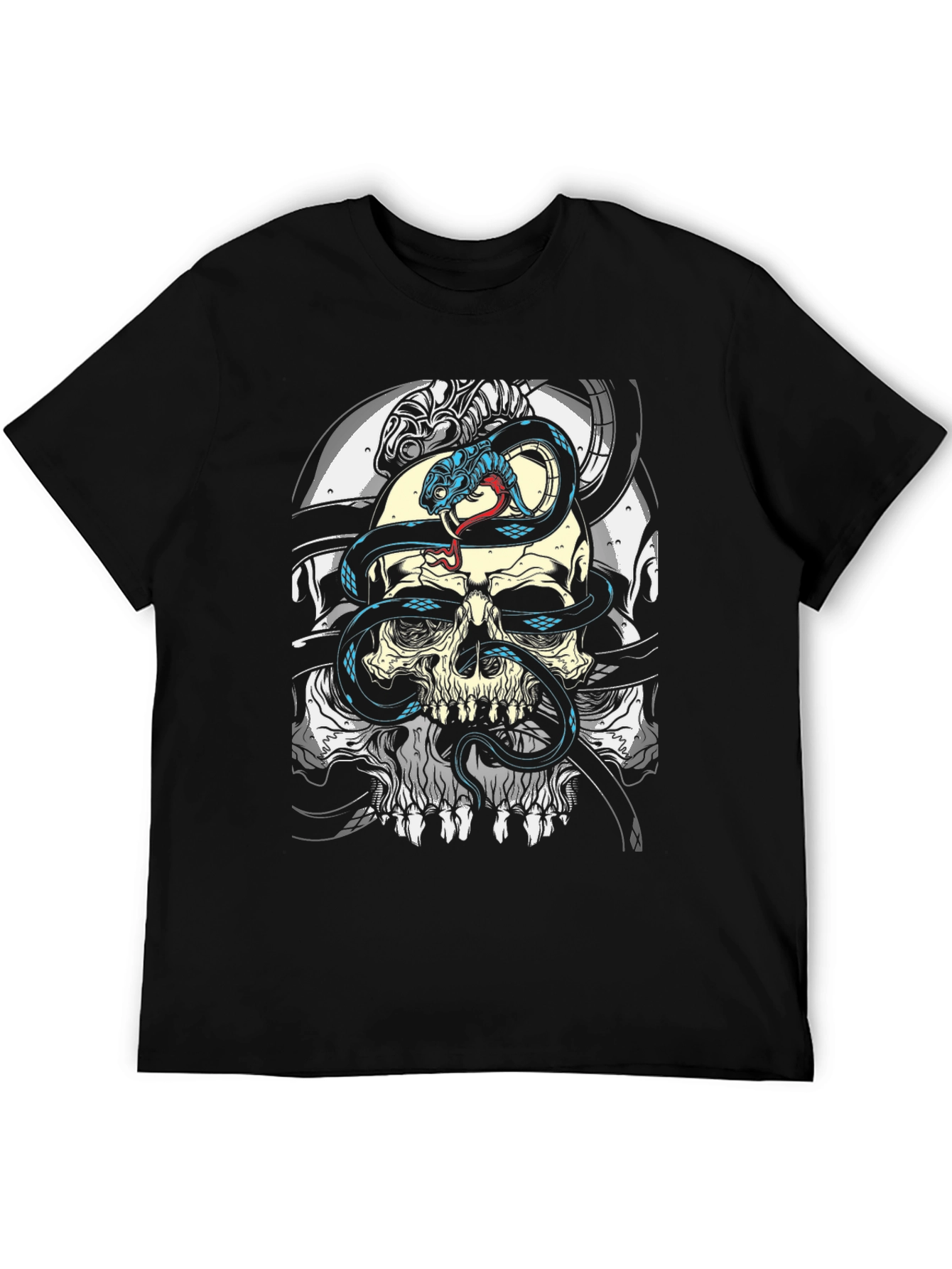 Skull & Snake Graphic Tee - Mens Black T-Shirt