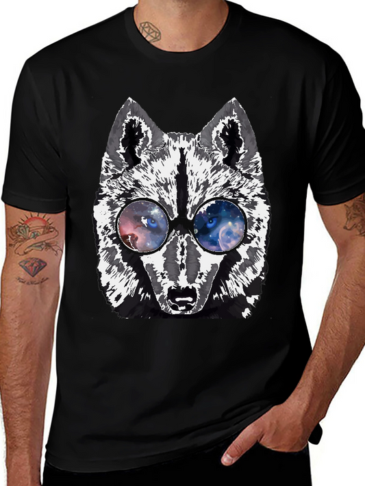 Wolf Galaxy Glasses Graphic Tee - Cool Stylish Unique Design