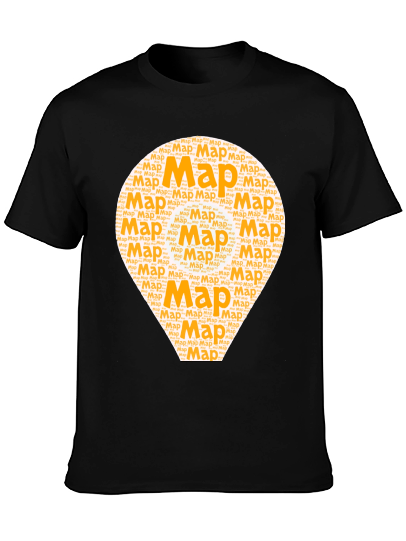 Map Word Art Graphic T-Shirt - Black