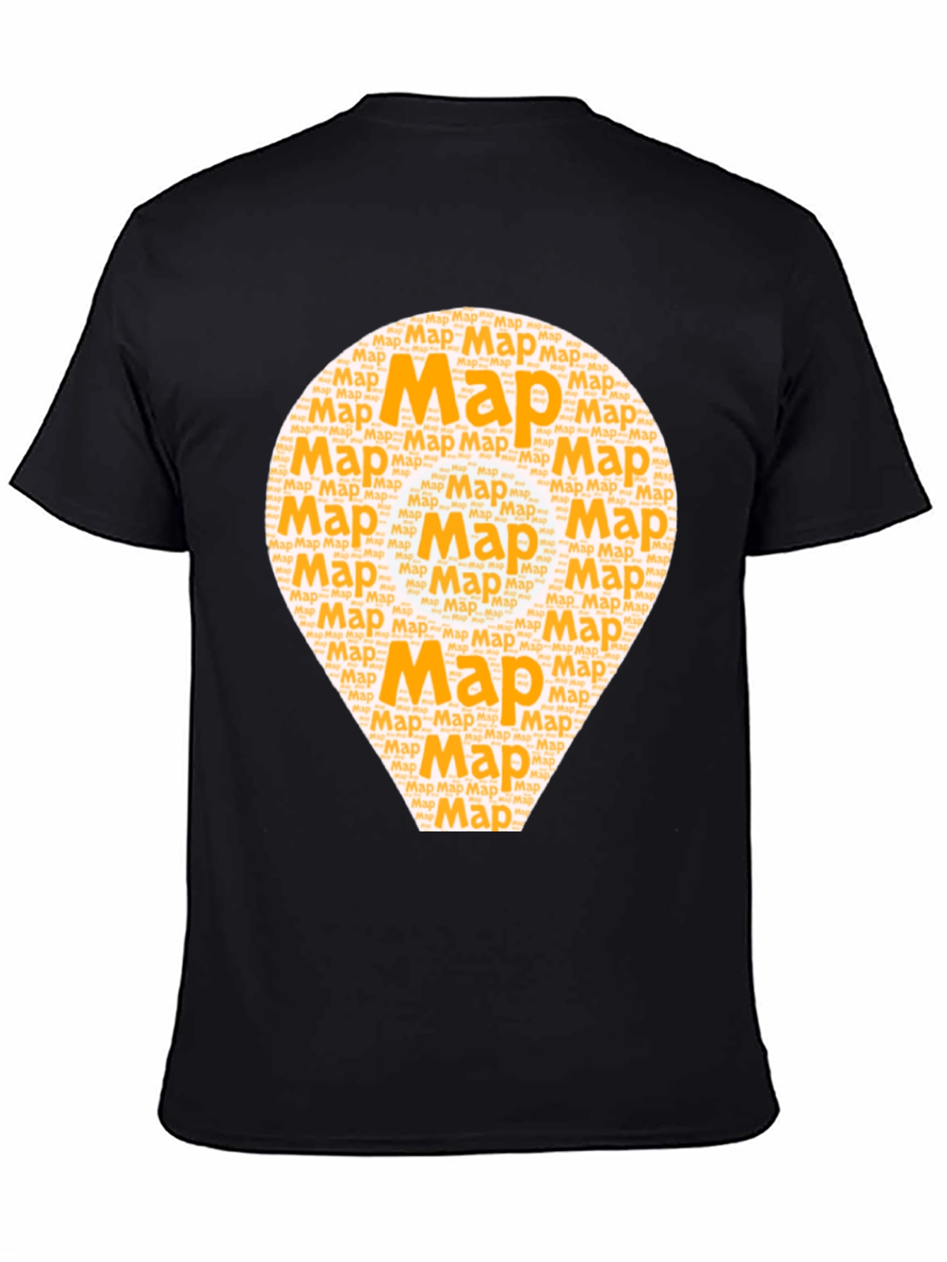 Map Word Art Graphic T-Shirt - Black