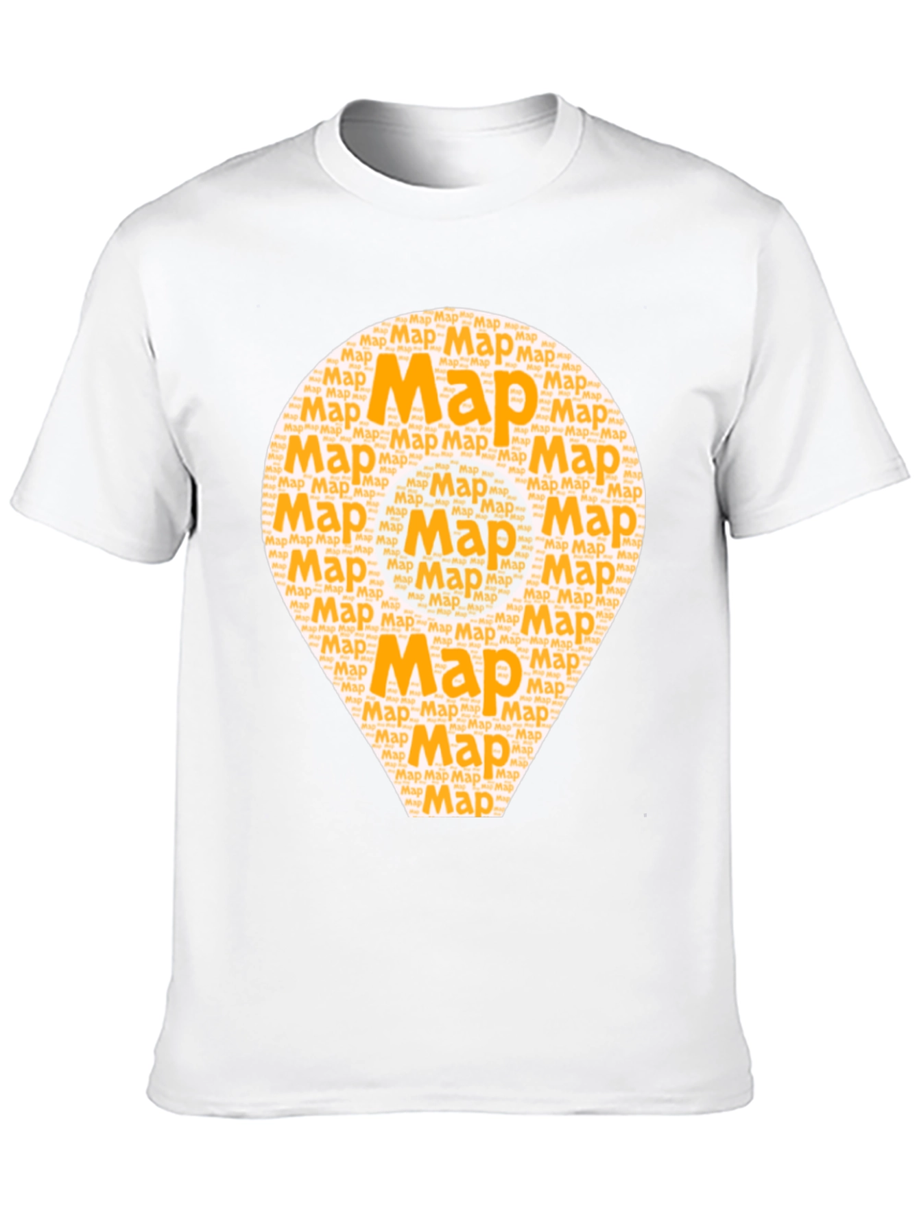 Map Word Art Graphic T-Shirt - Black