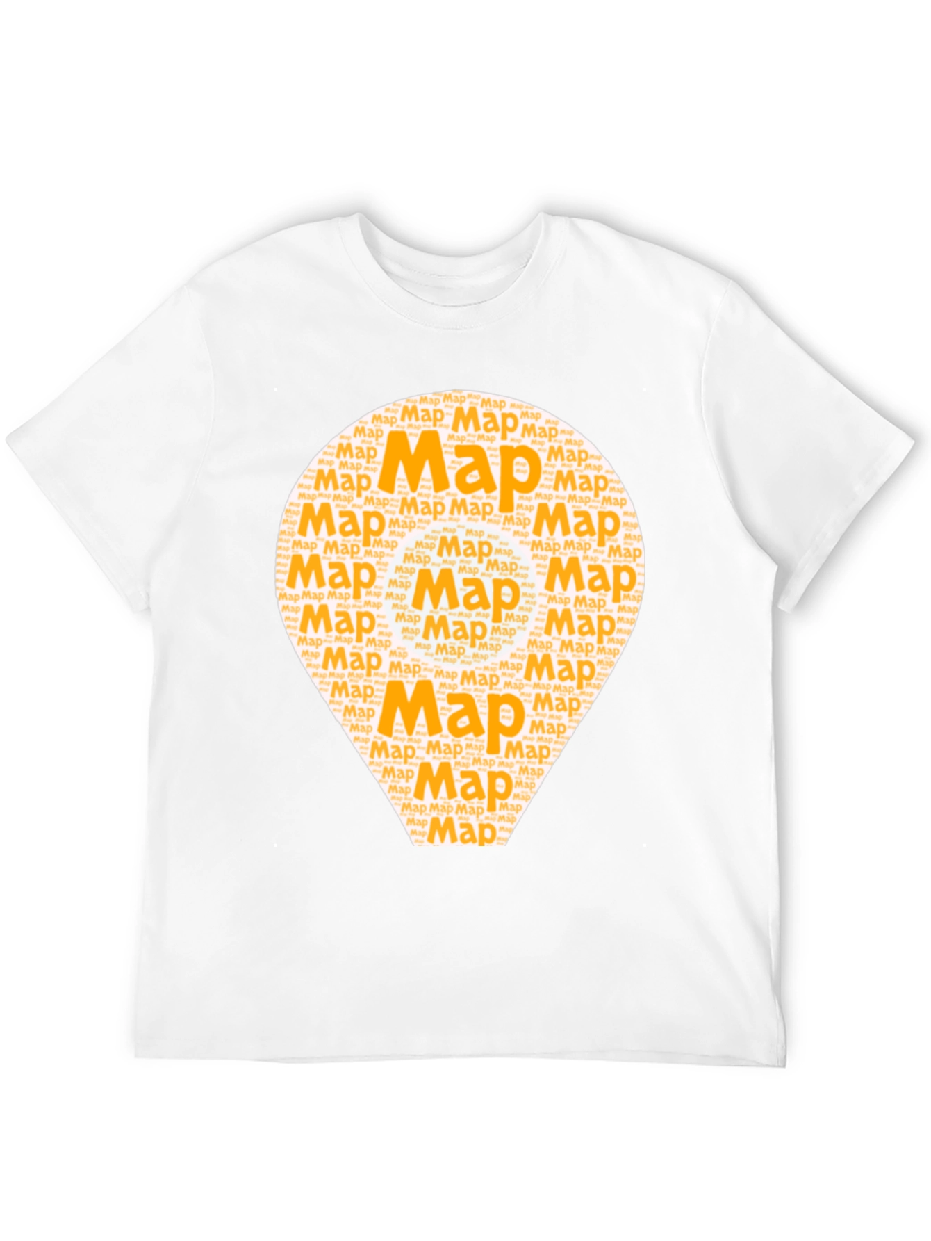 Map Word Art Graphic T-Shirt - Black