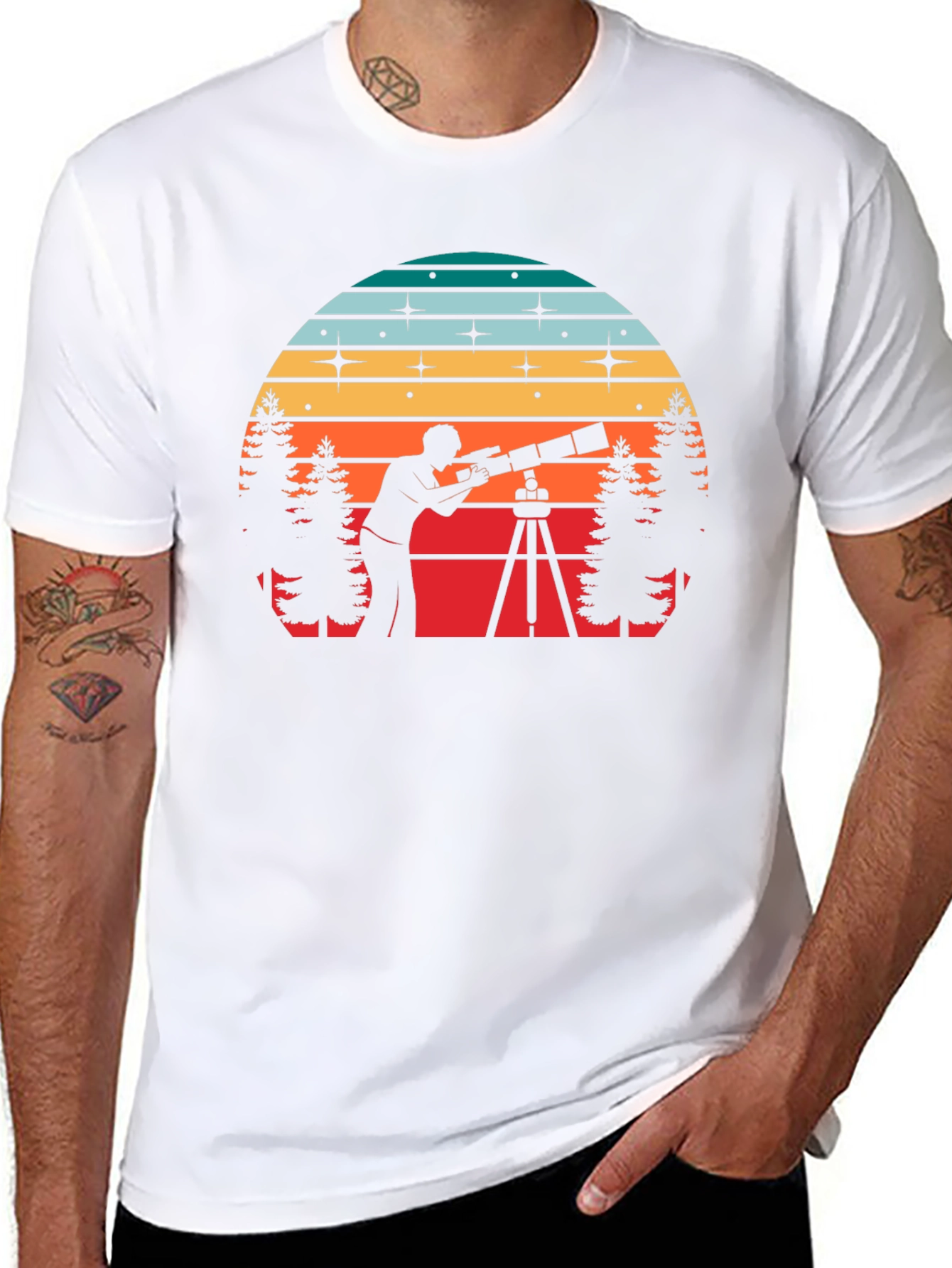Stargazer Sunset Tee - Astronomy Lovers Black T-Shirt