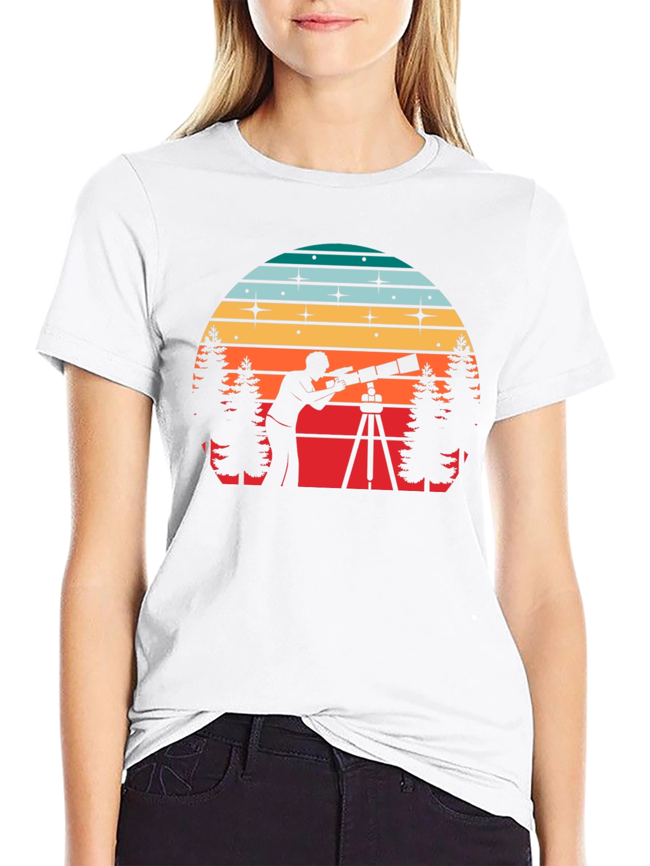 Stargazer Sunset Tee - Astronomy Lovers Black T-Shirt