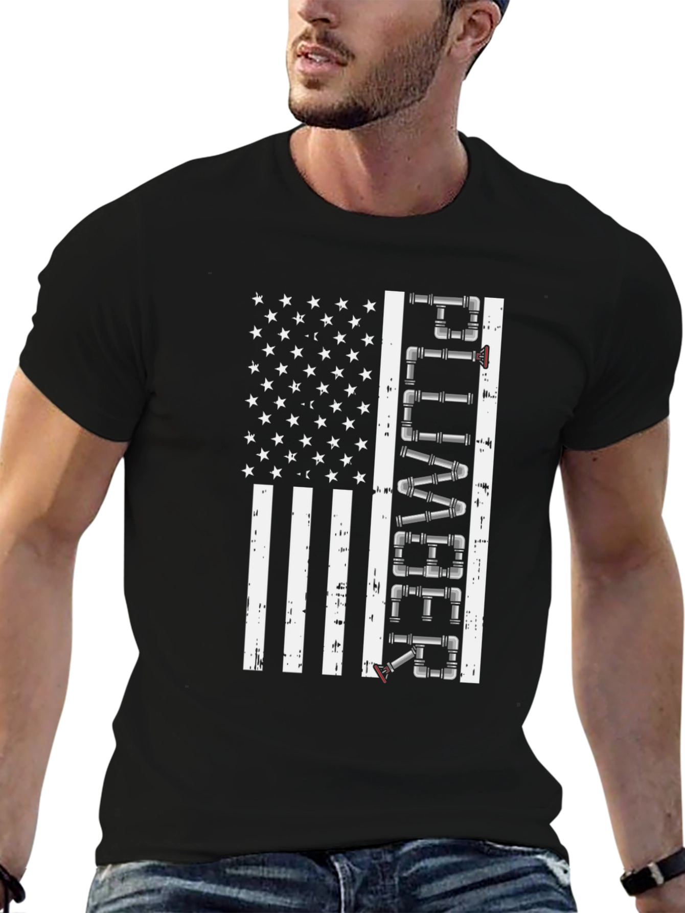 Plumber American Flag Graphic Tee