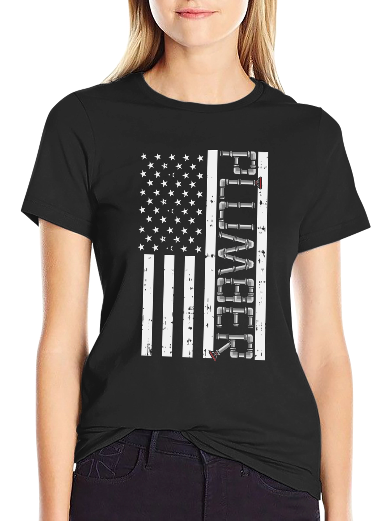 Plumber American Flag Graphic Tee