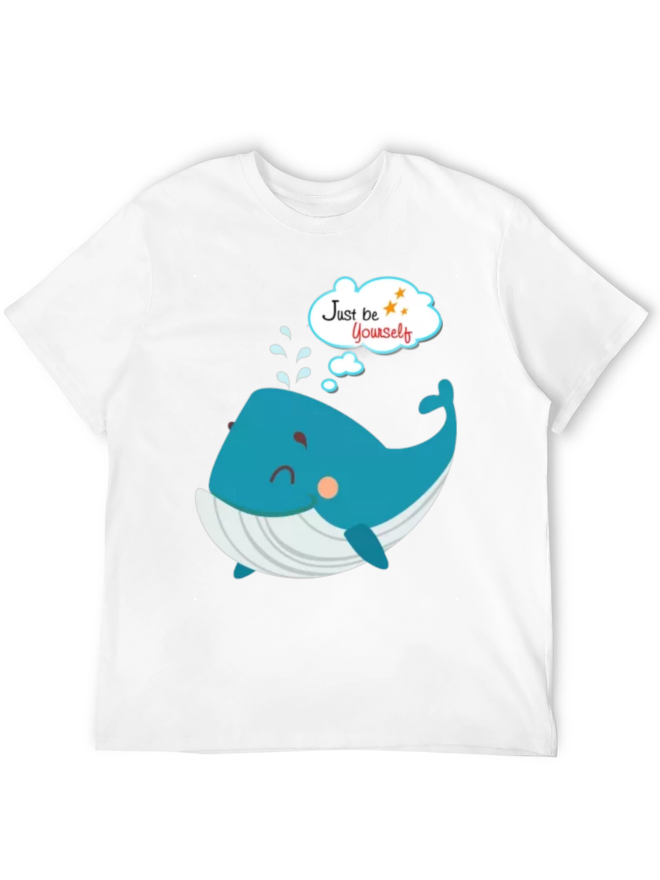 Cartoon Whale Just Be Yourself Black Graphic T-Shirt
