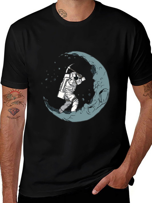 Astronaut Mining the Moon Graphic T-Shirt