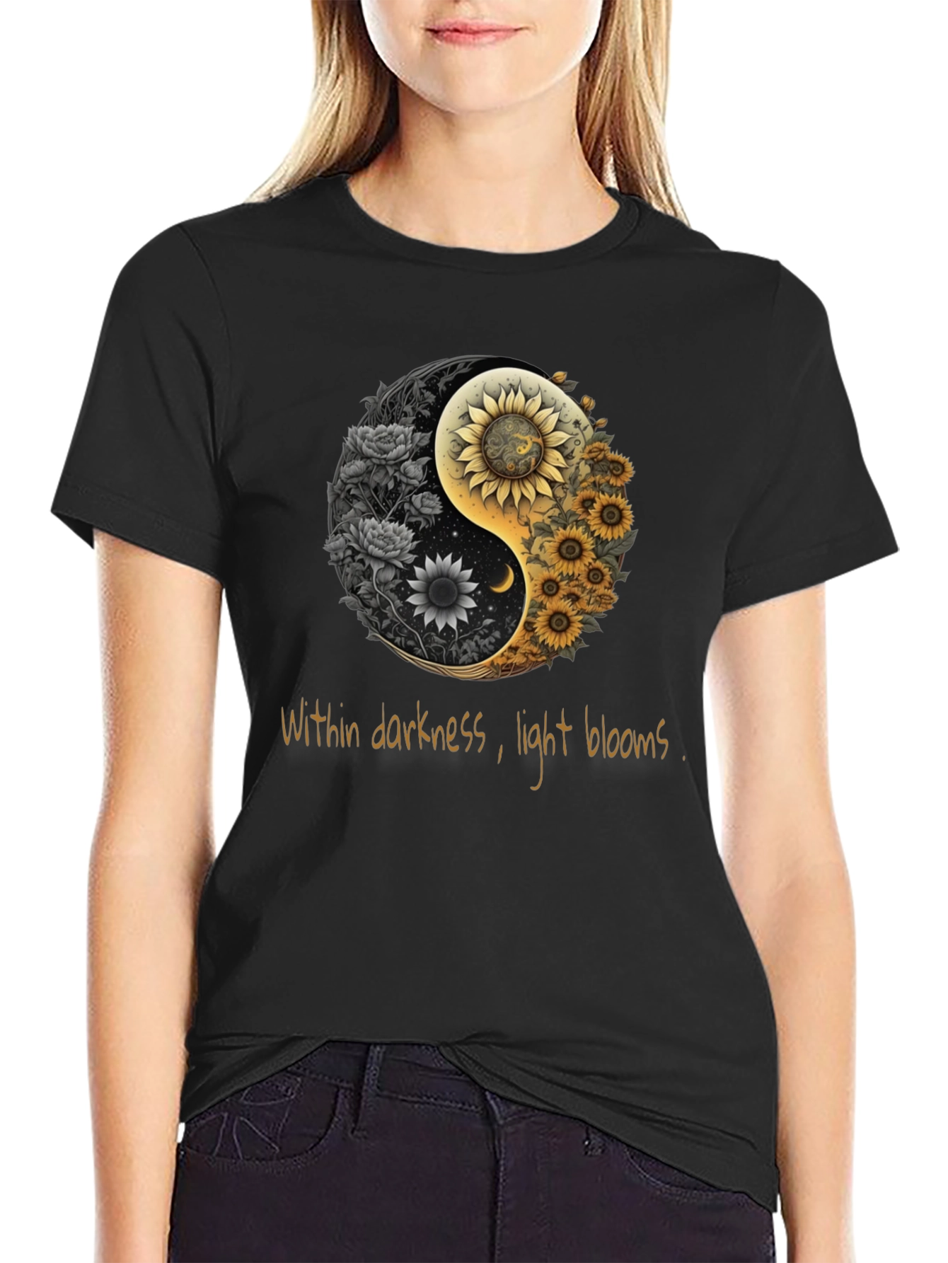 Yin Yang Sunflower Graphic Tee