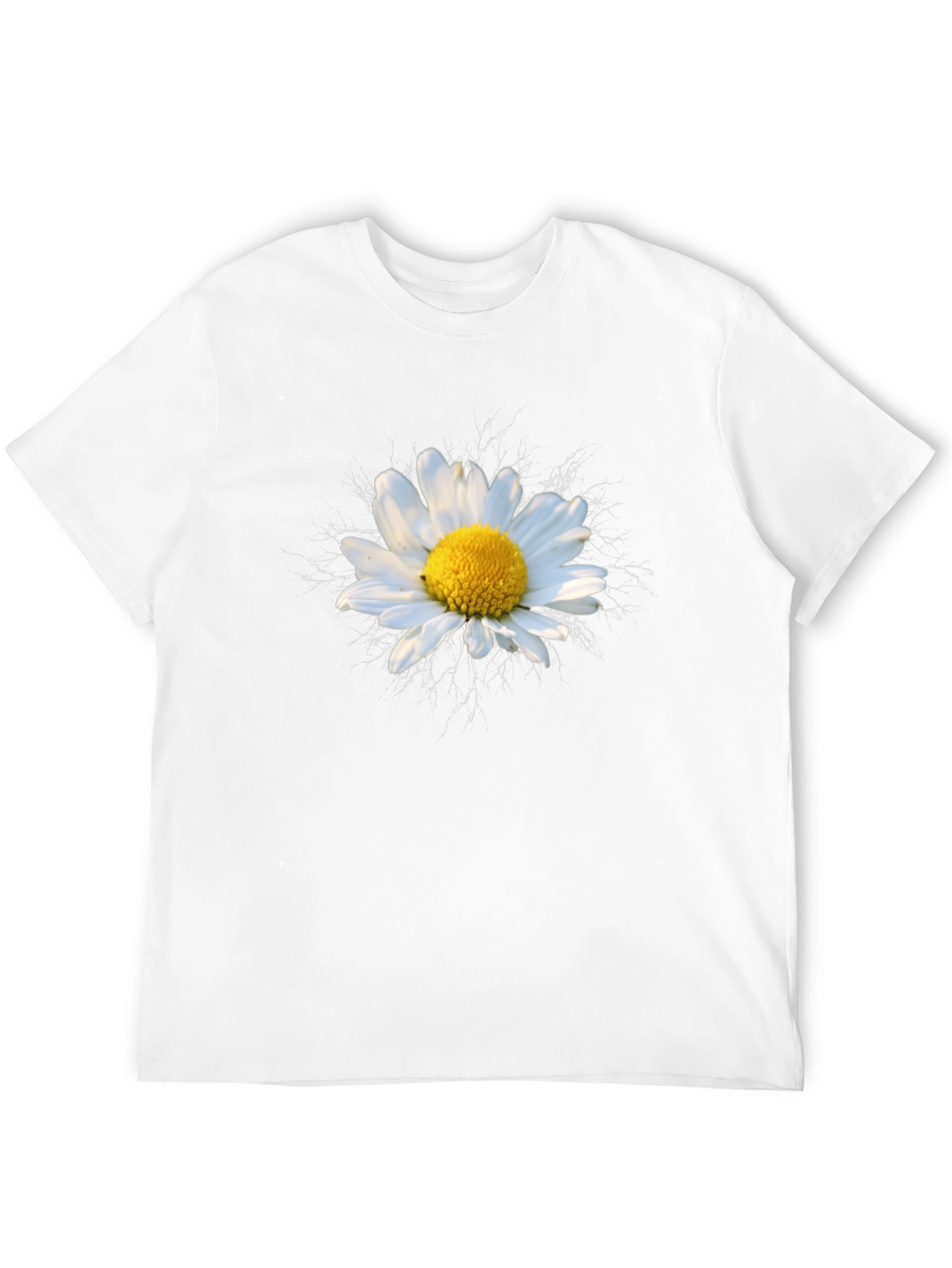 Daisy Flower Graphic Tee - Black Cotton T-Shirt