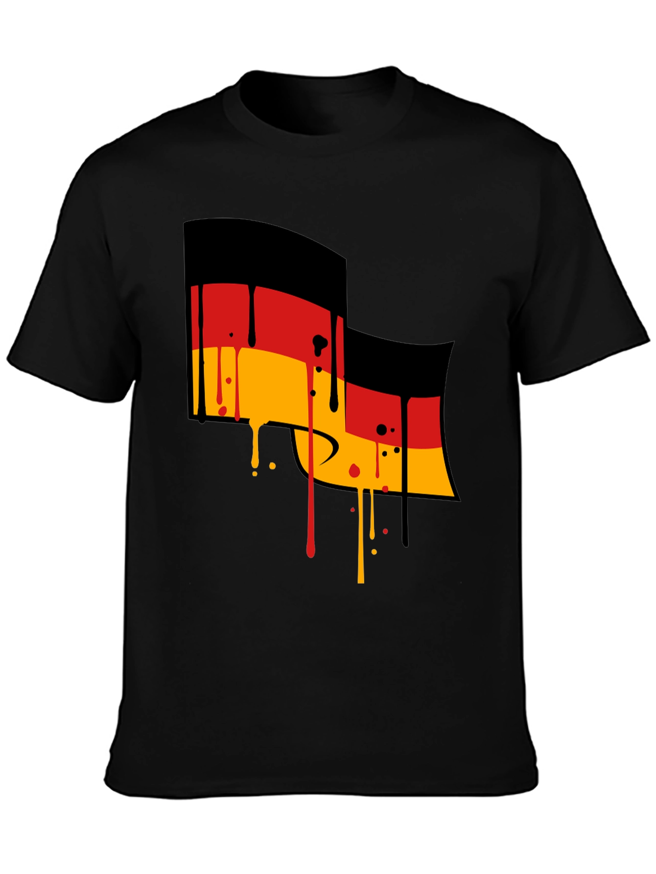 German Flag Drip Black T-Shirt