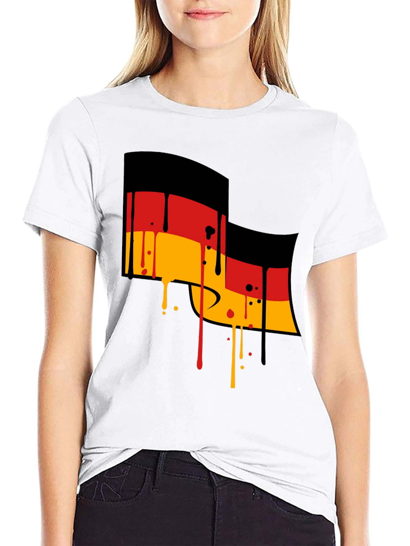 German Flag Drip Black T-Shirt