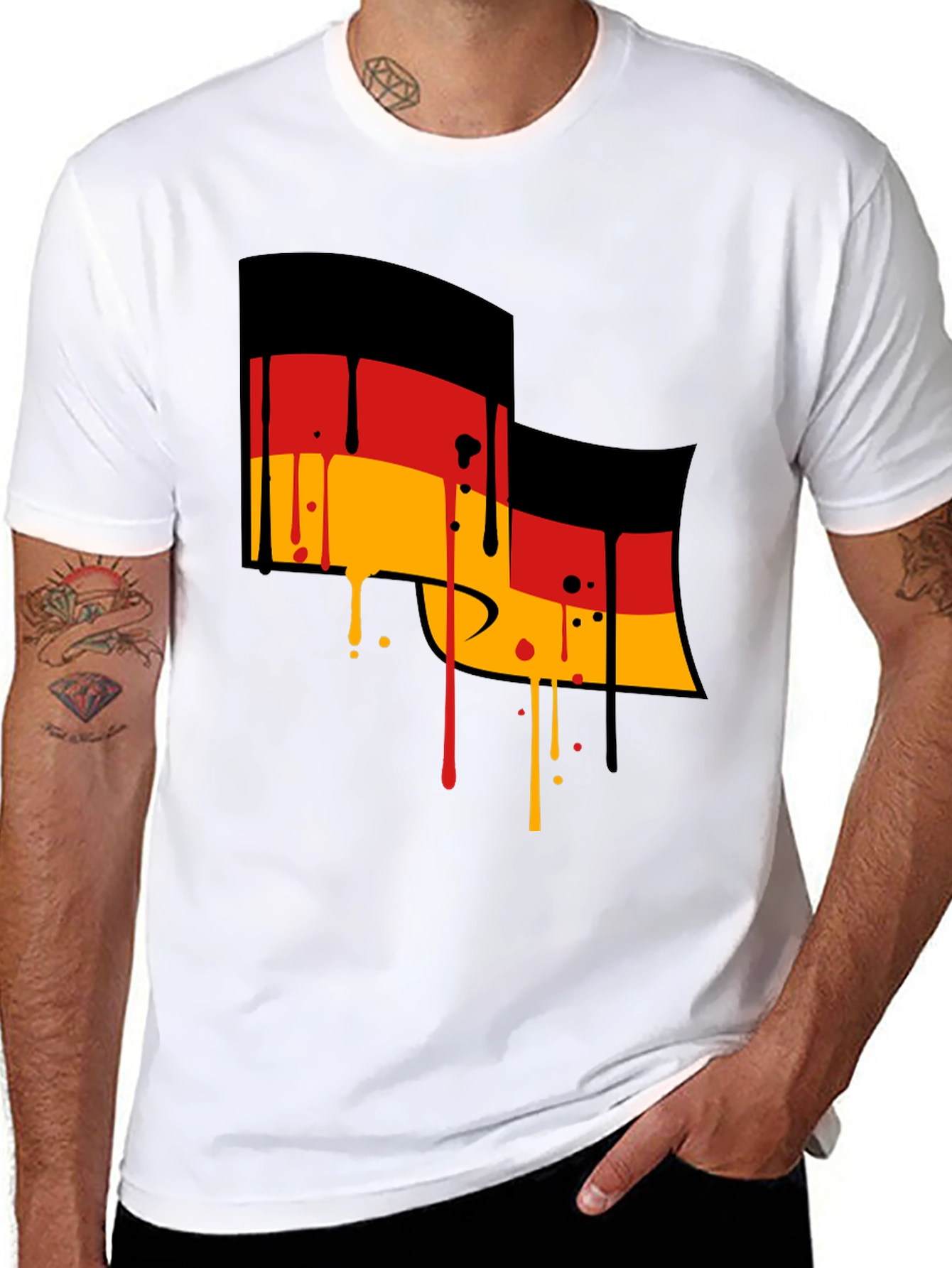 German Flag Drip Black T-Shirt